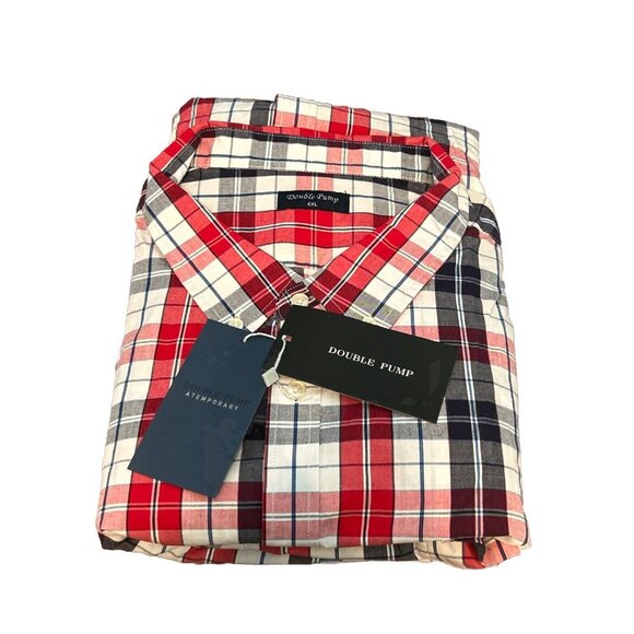 Double Pump Shirt Men’s 4XL Plaid Lightweight Long Sleeve Button Down Cotton - Picture 3 of 3